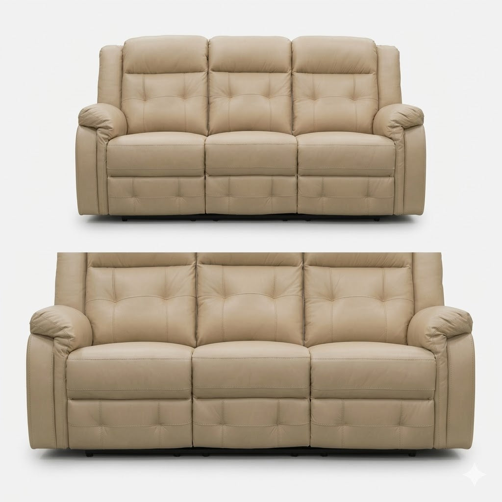 Volt Electric 3 Seater Recliner PVC Beige