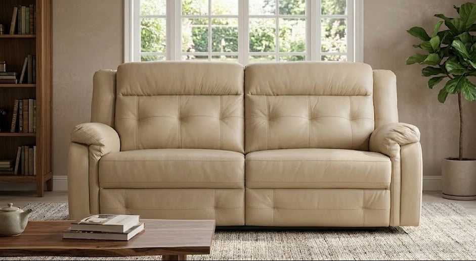 Volt Electric 2 Seater Recliner PVC Beige