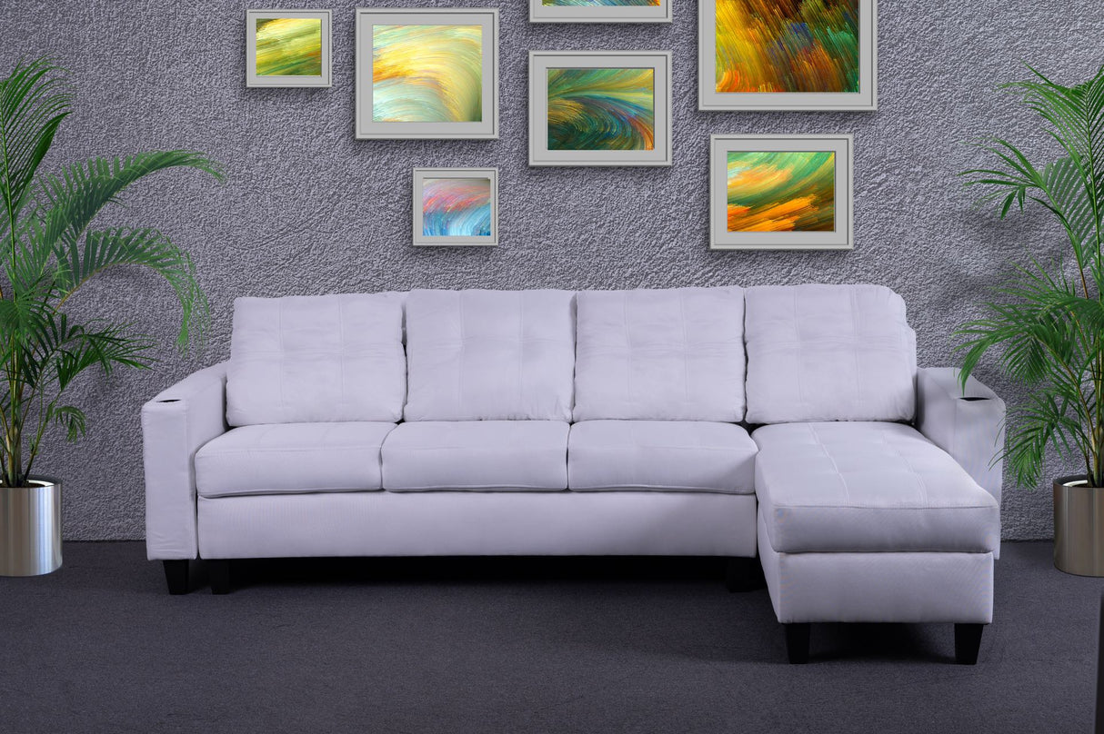 'Ostro' Reversible Corner Sofa with Cup Holder (White)