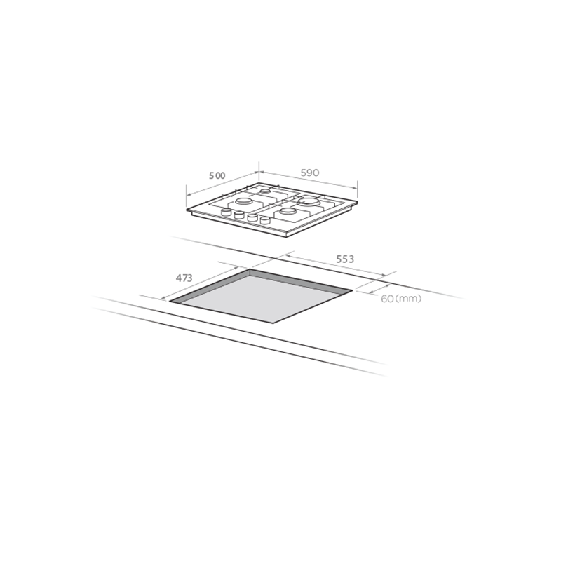 Midea 60G40ME403-SFT 60cm stainless steel gas hob