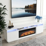 'Toro' white RGB LED Lighting TV Unit With Electric Fireplace