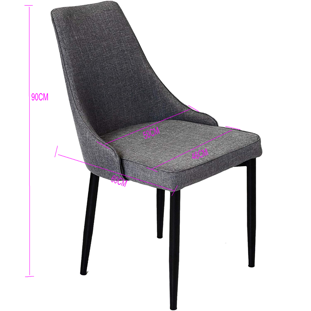 'Watson' Light Grey Dining Chair with black Legs suee furniture
