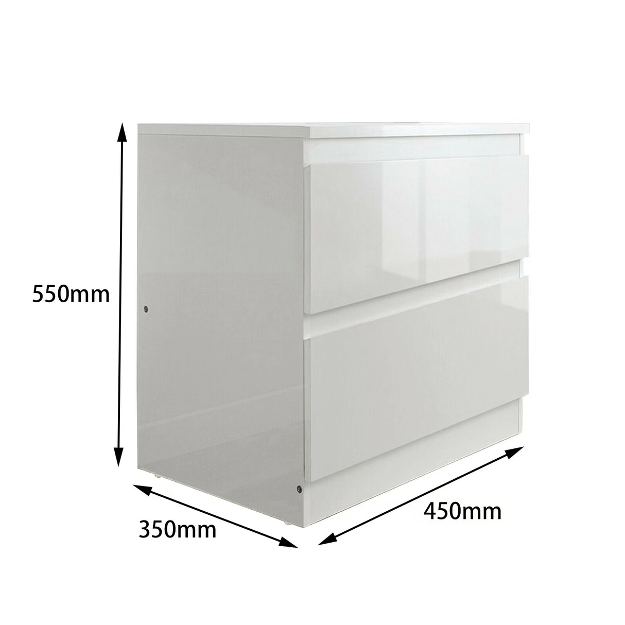 'Monaco' White Bedside Table