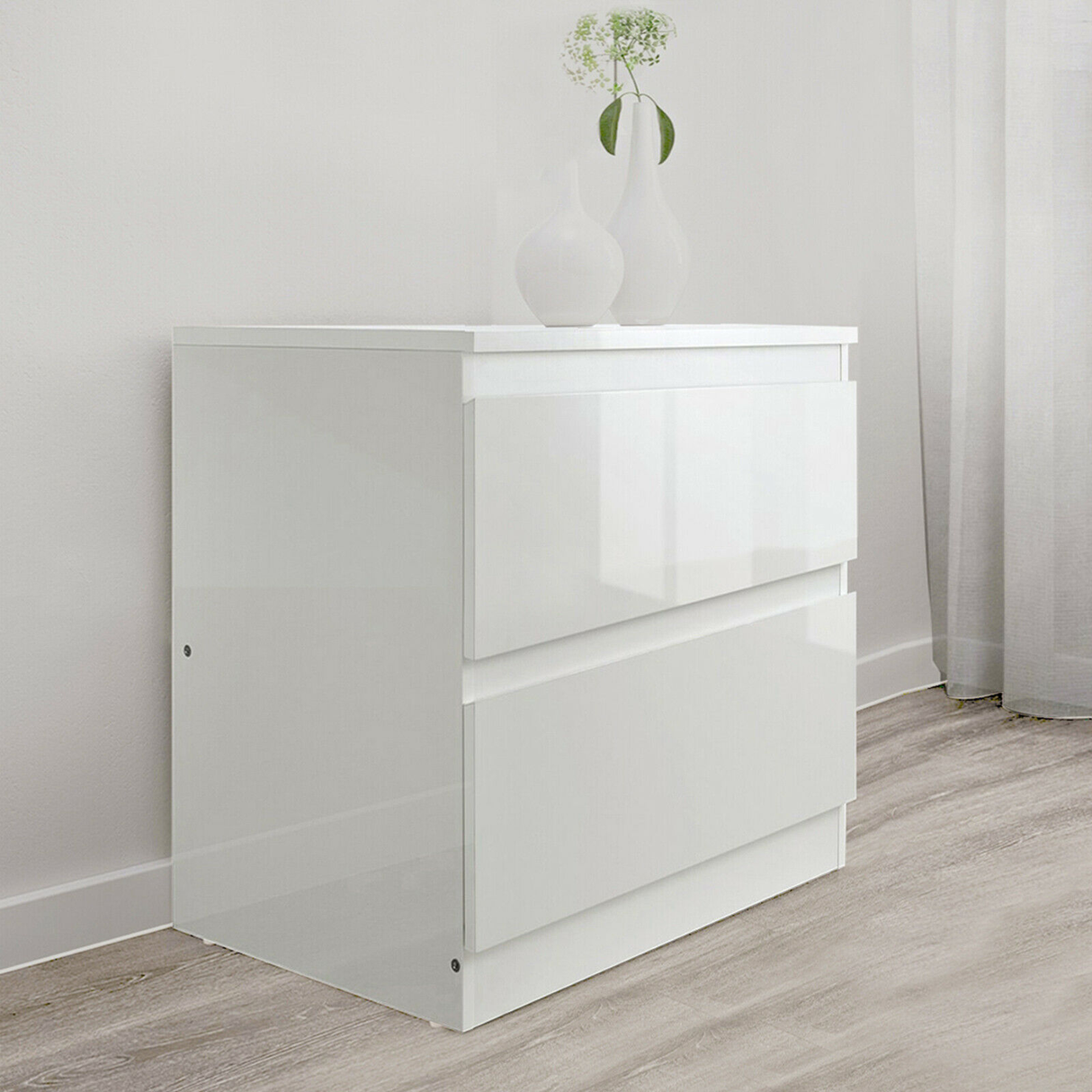 'Monaco' White Bedside Table