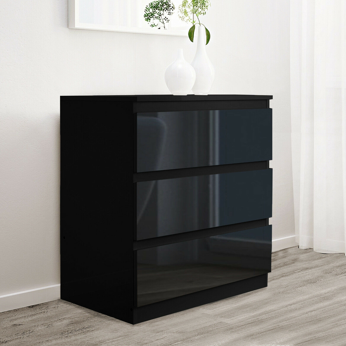 'Monaco' Black Chest of 3 drawers