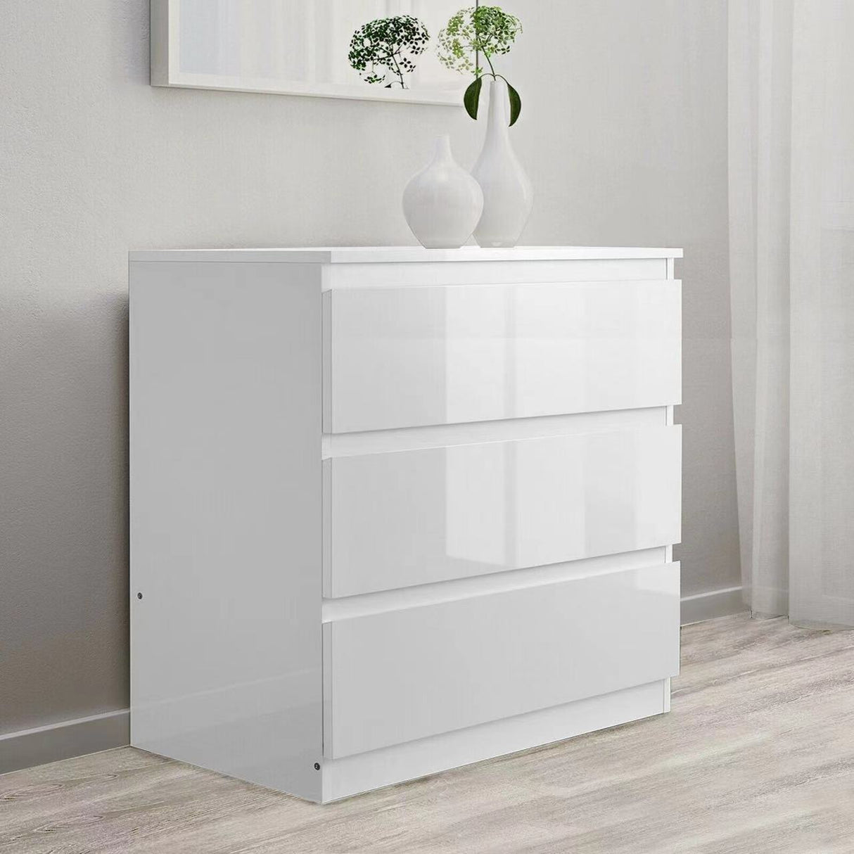 'Monaco' White chest of 3 drawers
