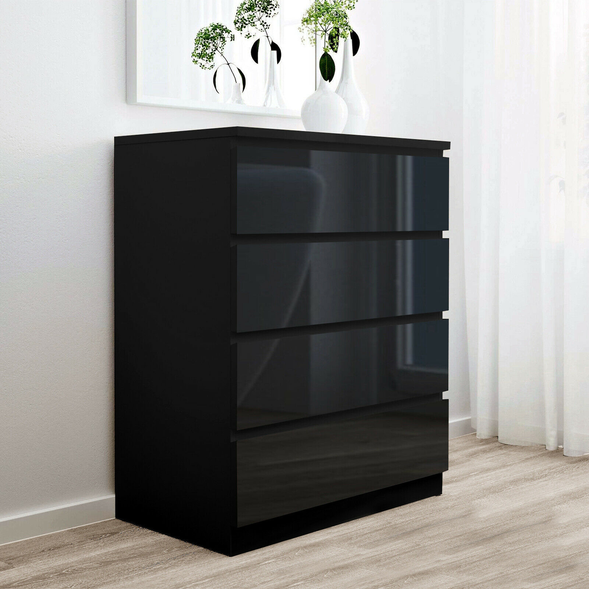 'Monaco' Black Chest of 4 drawers
