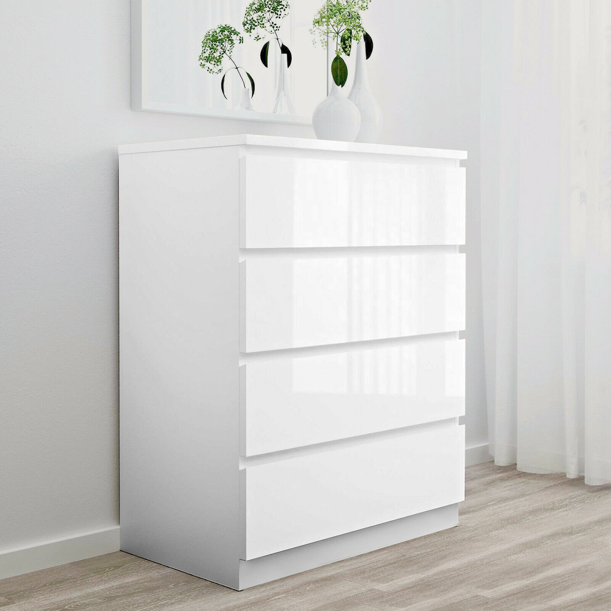 'Monaco' White Chest of 4 drawers