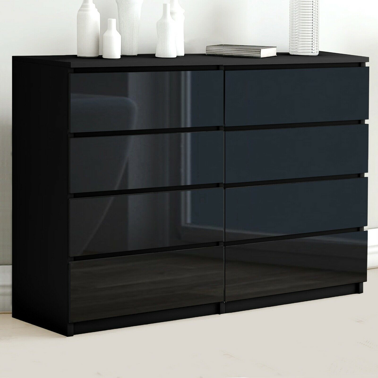 'Monaco' Black Chest of 8 drawers