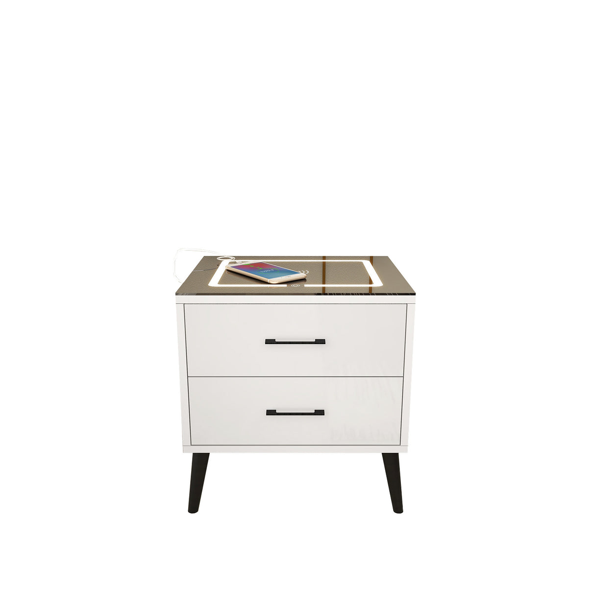 MLCT105 WHITE SMART BEDSIDE TABLE