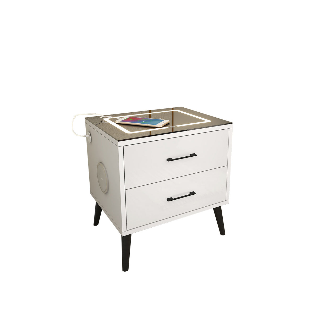 MLCT105 WHITE SMART BEDSIDE TABLE