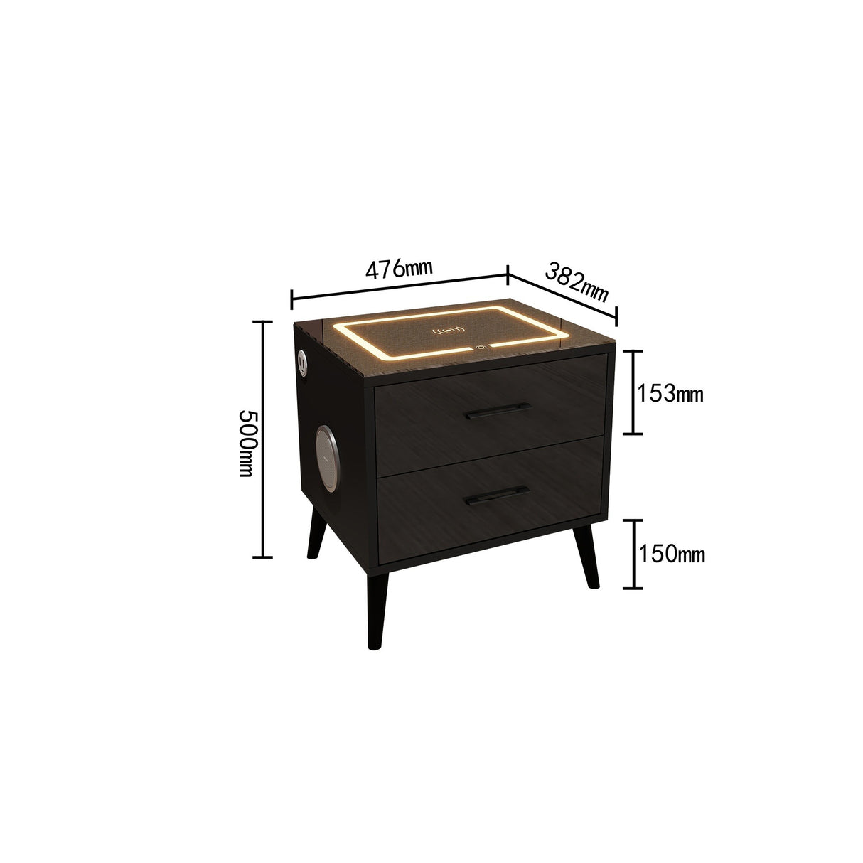 MLCT105 BLACK SMART BEDSIDE TABLE