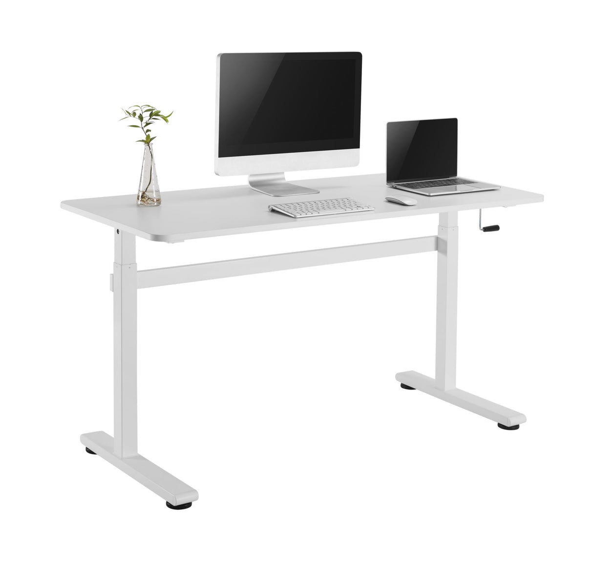 Ergomax Manual Sit Stand Computer Desk White