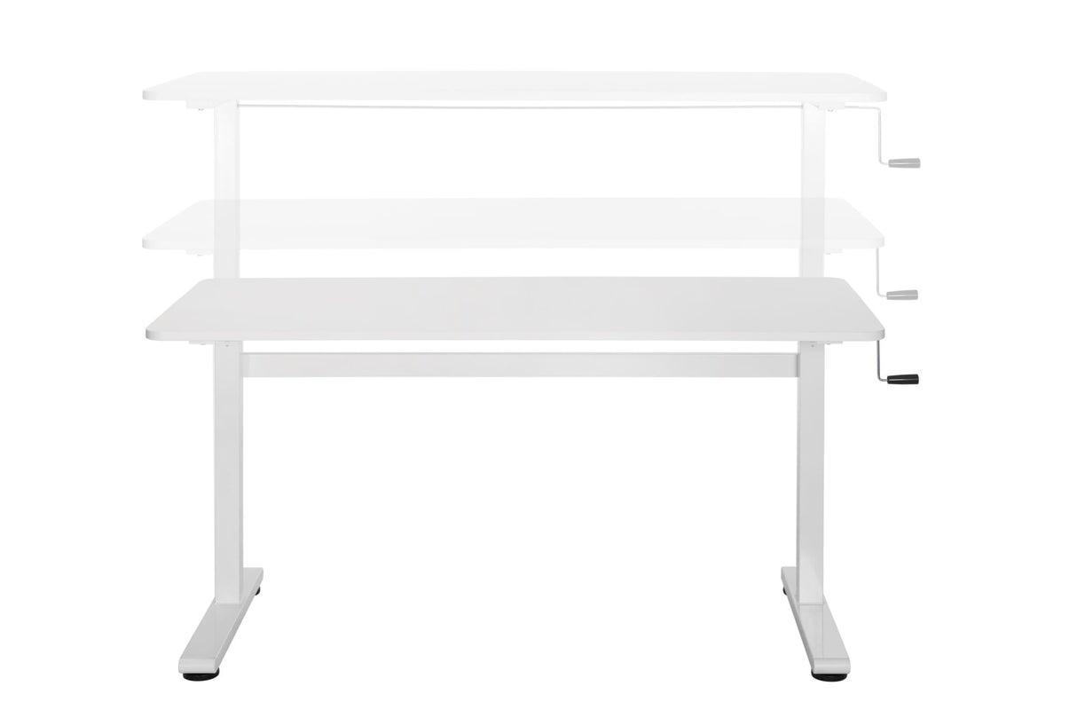 Ergomax Manual Sit Stand Computer Desk White