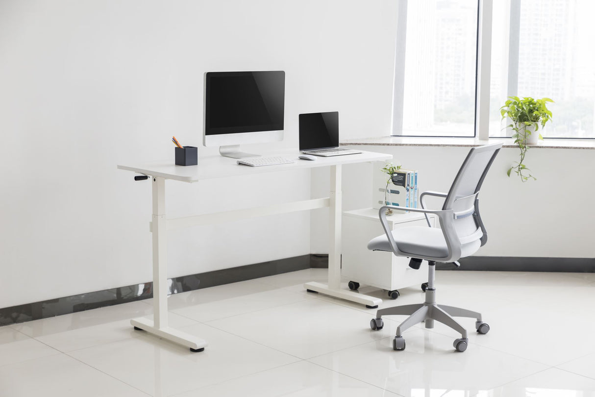 Ergomax Manual Sit Stand Computer Desk White