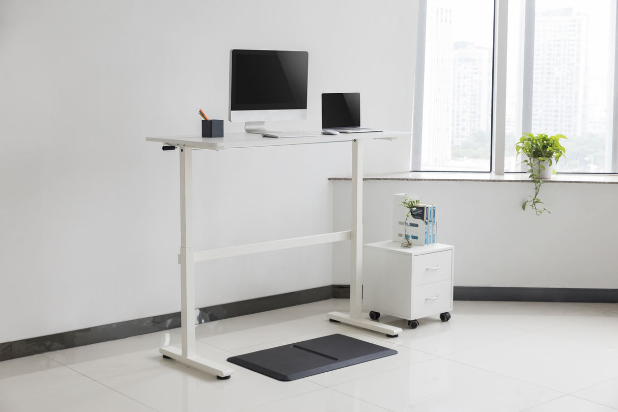 Ergomax Manual Sit Stand Computer Desk White