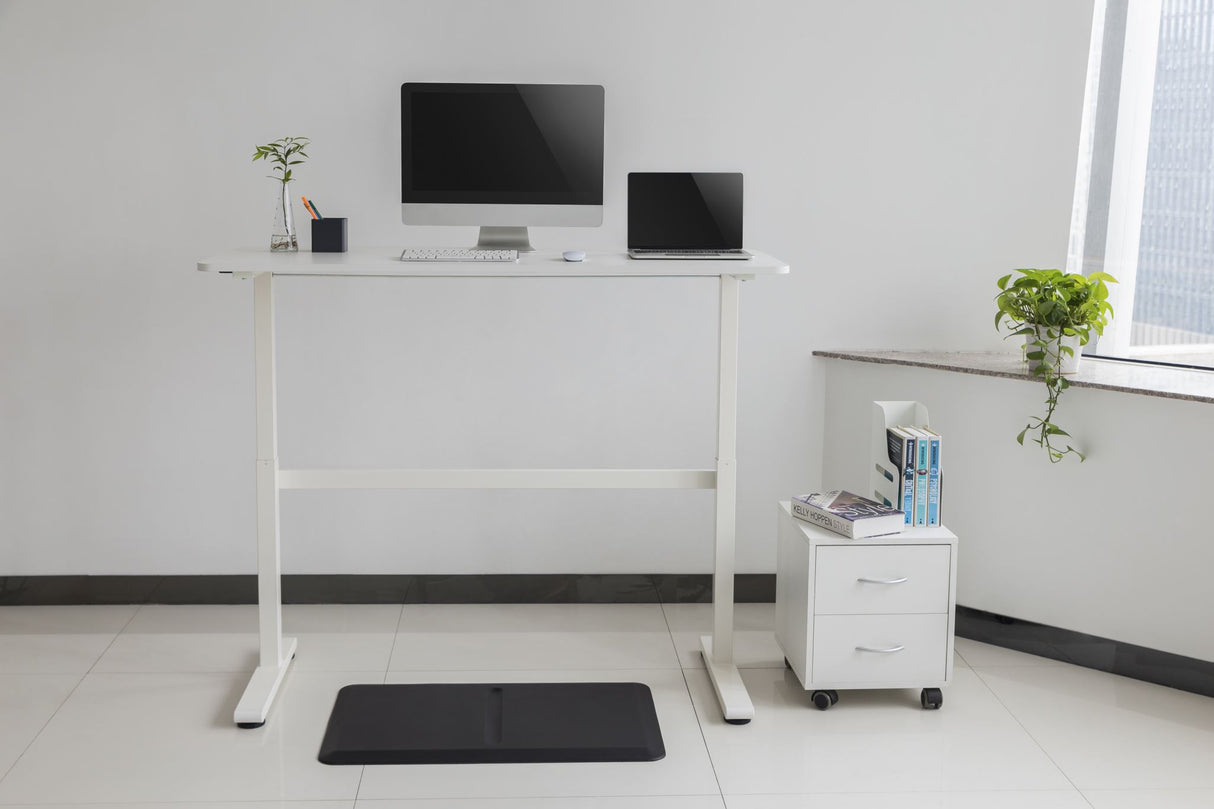 Ergomax Manual Sit Stand Computer Desk White