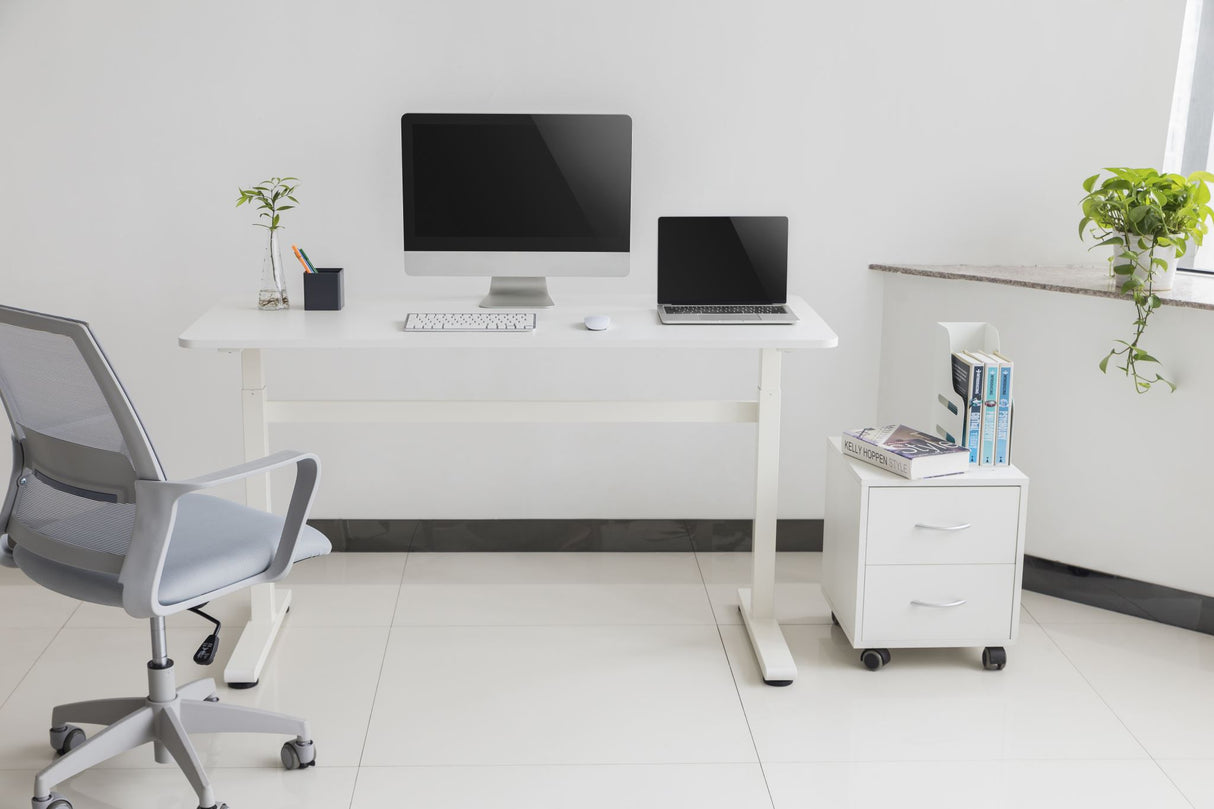 Ergomax Manual Sit Stand Computer Desk White