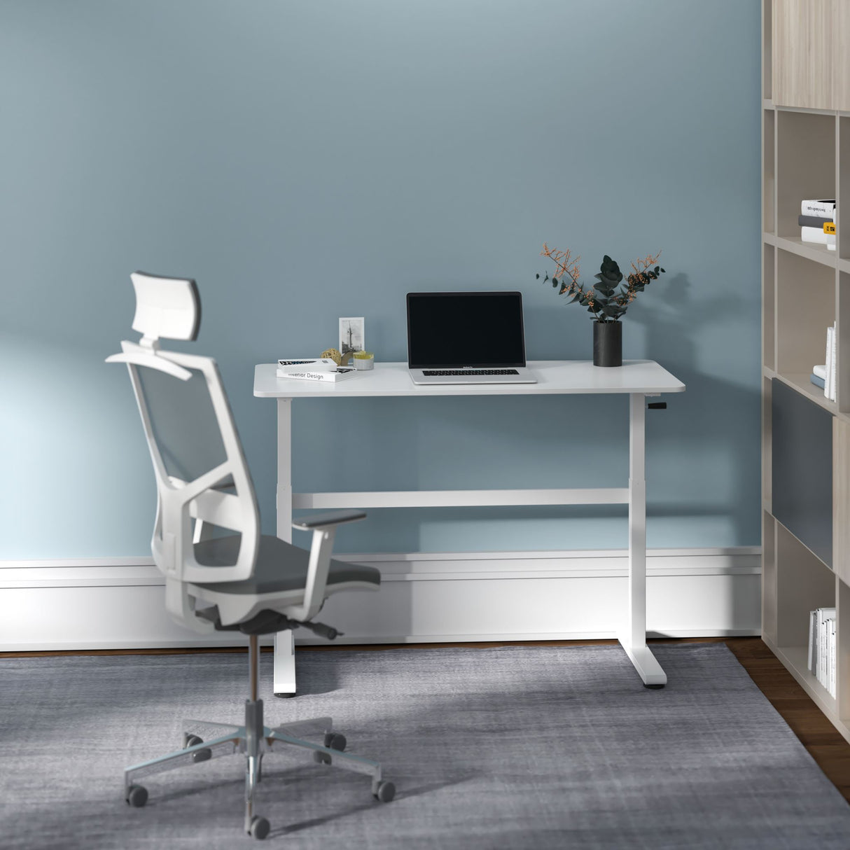 Ergomax Manual Sit Stand Computer Desk White