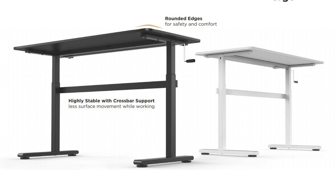 Ergomax Manual Sit Stand Computer Desk White