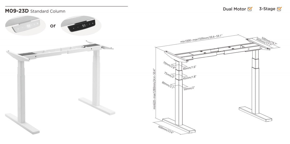 Ergomax Dual-Motor Electric Sit Stand Desk