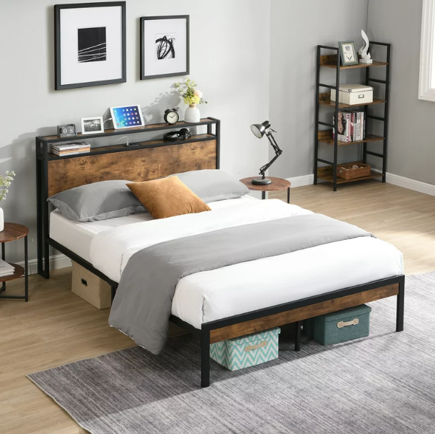 Platform Bed Frame With USB Ports Double