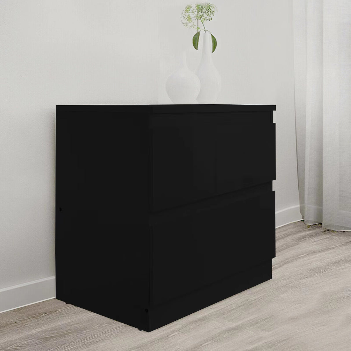 'Monaco' Black Bedside Table