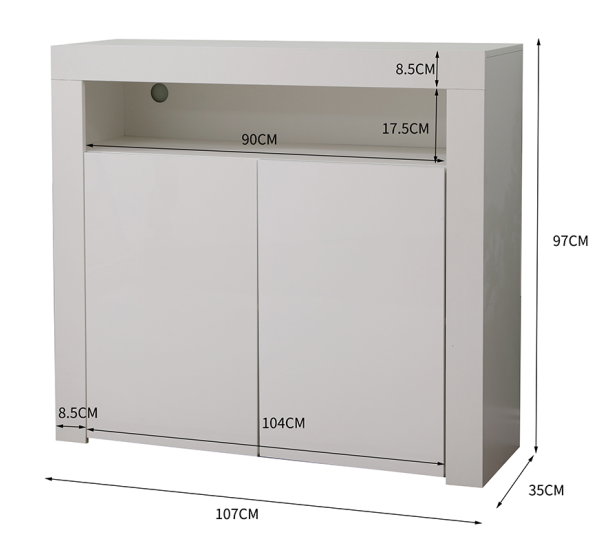 Panana' 2-door Side Cabinet with LED light (7colors)