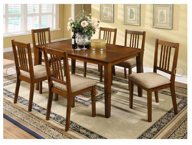 Mission Solid Oak Dining Table + 6 Chairs Set