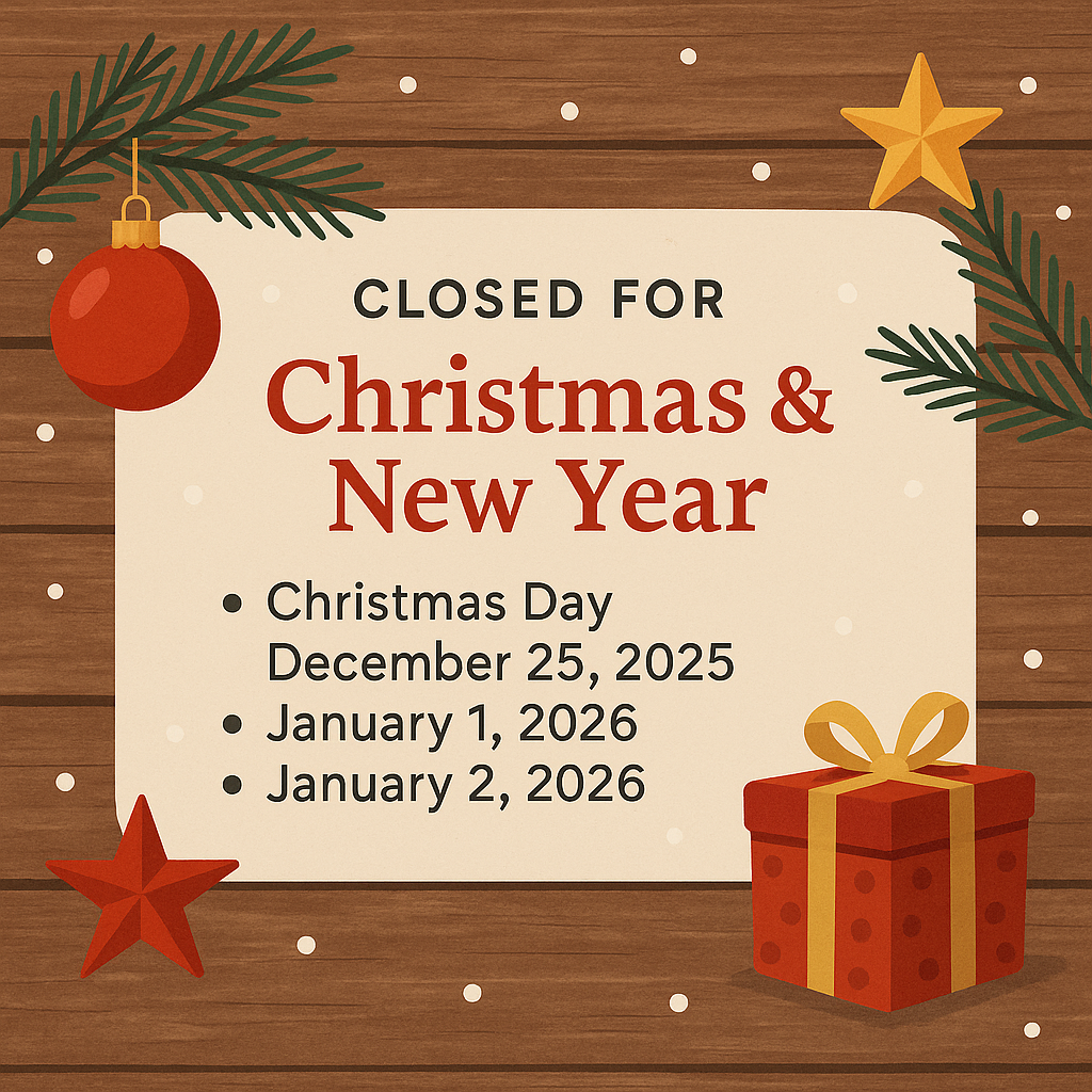 🎄 Holiday Trading Hours – Christmas &amp; New Year 2025/2026