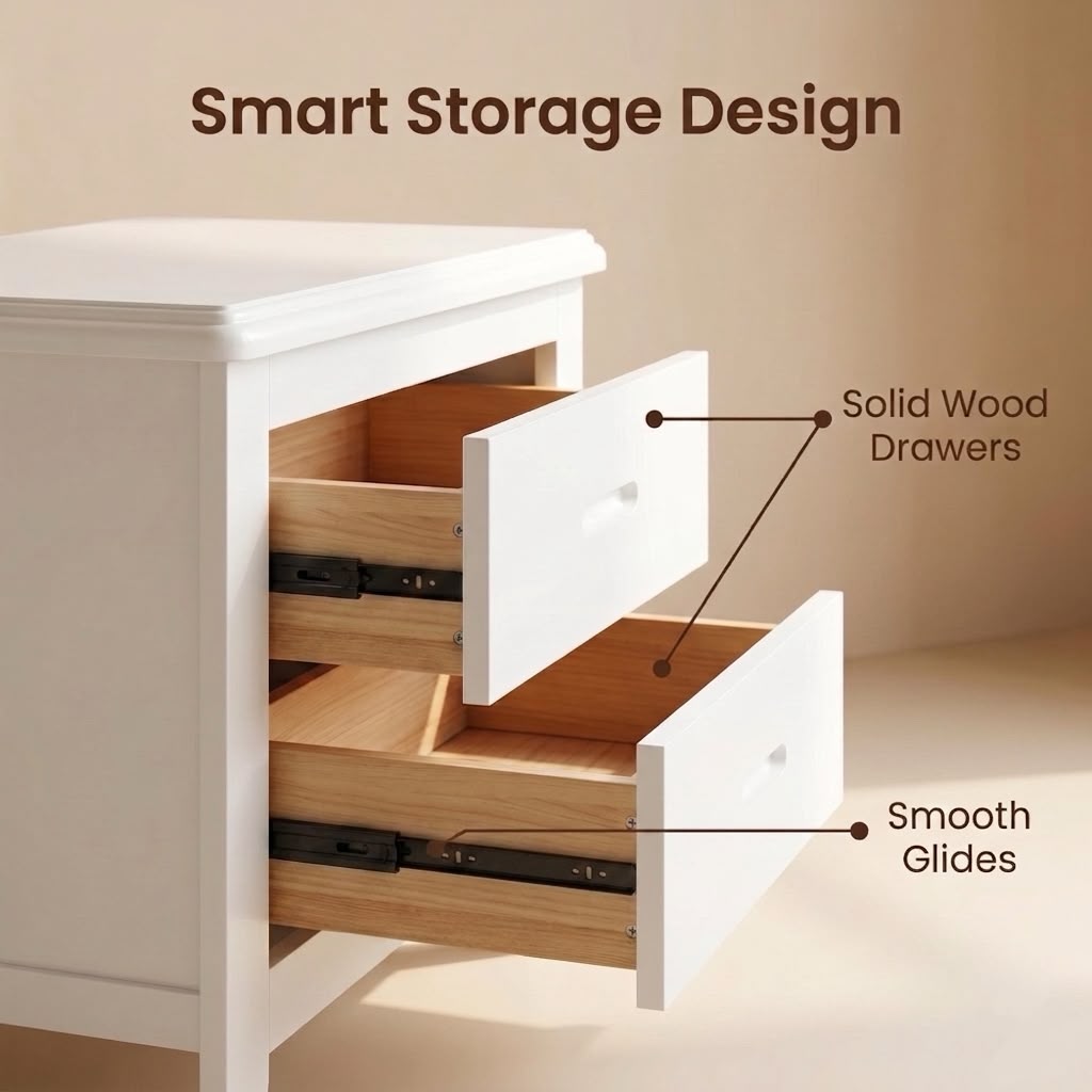 Von Bedside Table White