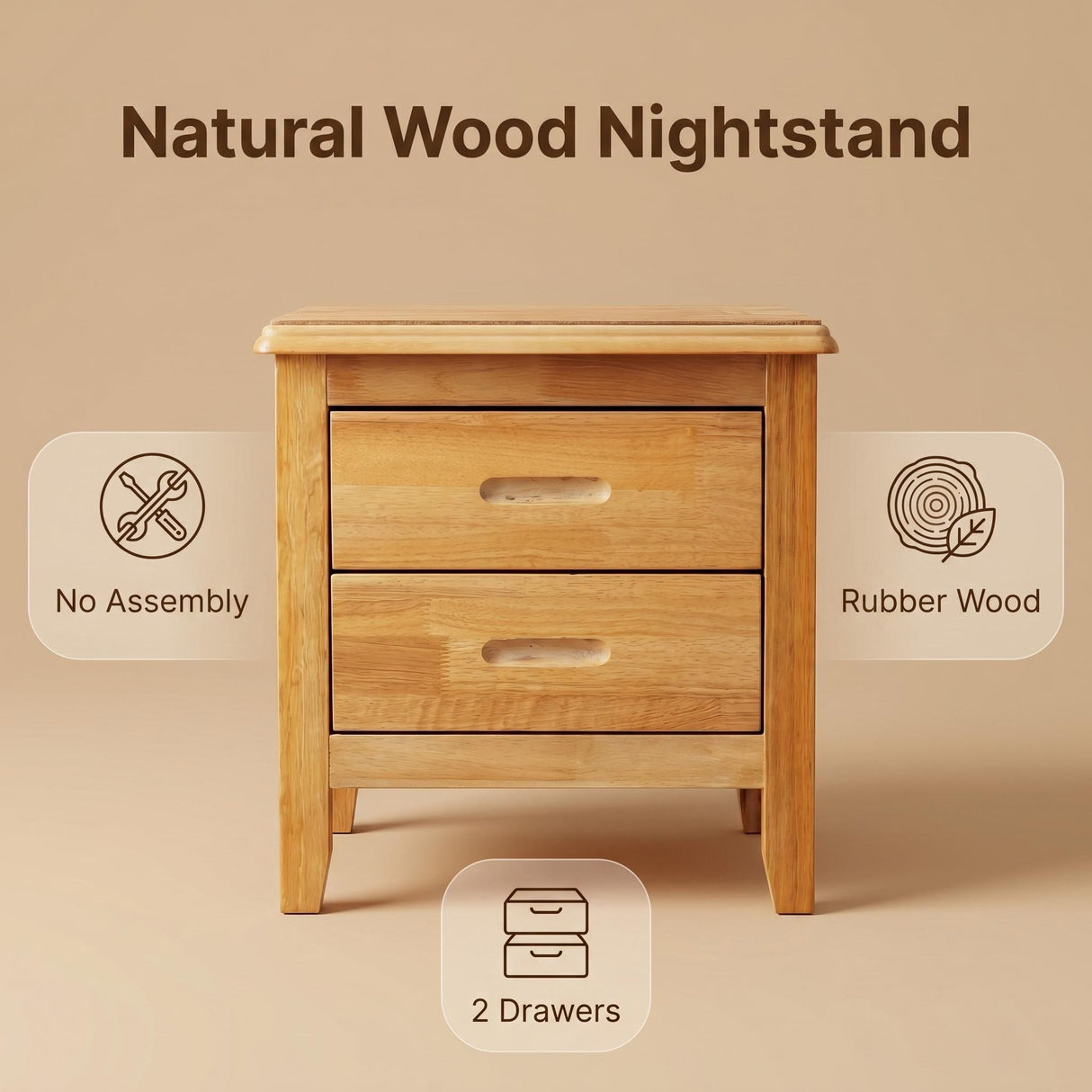 Honey Wood Bedside Table