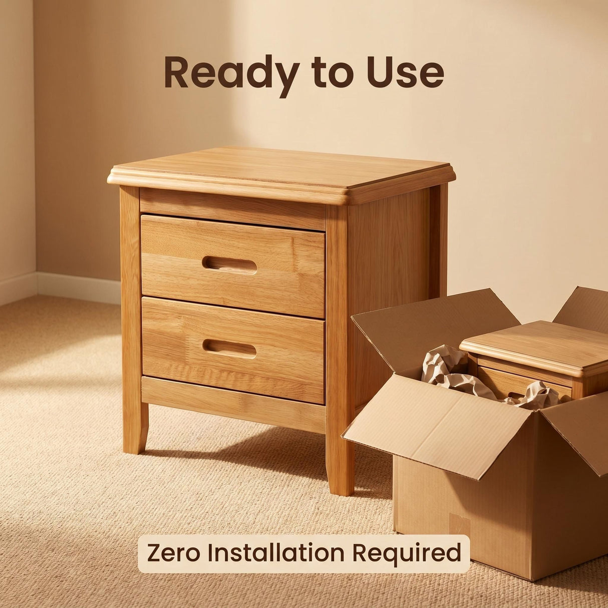 Honey Wood Bedside Table