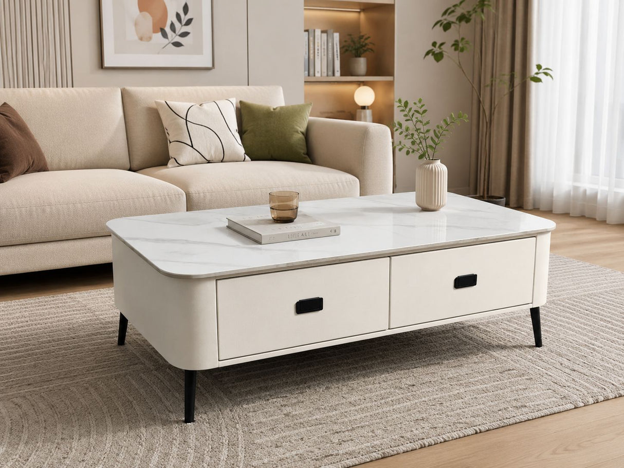 Modern Sintered Stone Coffee Table with Storage