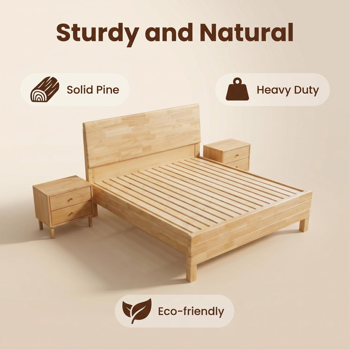 Solid Pine Queen Bed Frame