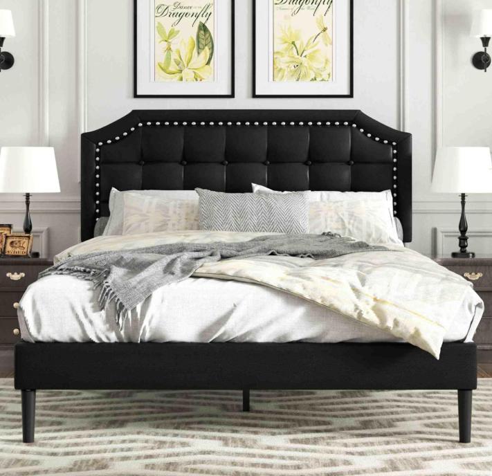 Eltham Bedframe Black PU Double