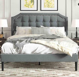 Eltham Bedframe Grey Velvet Double