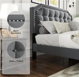 Eltham Bedframe Grey Velvet Queen