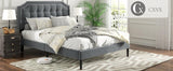 Eltham Bedframe Grey Velvet Queen