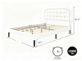 Eltham Bedframe White PU Queen