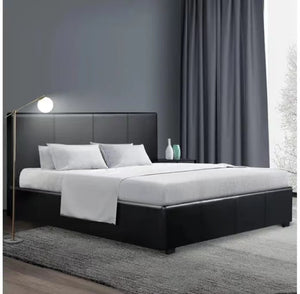 Vernazza Shangrila PU Leather Bed Frame (Black/White)