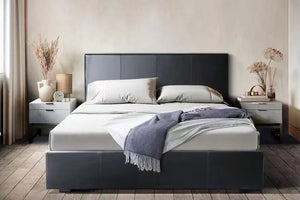 Vernazza Shangrila PU Leather Bed Frame (Black/White)