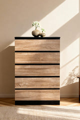 Woodsy Chest of 5 Drawers Black + Oak