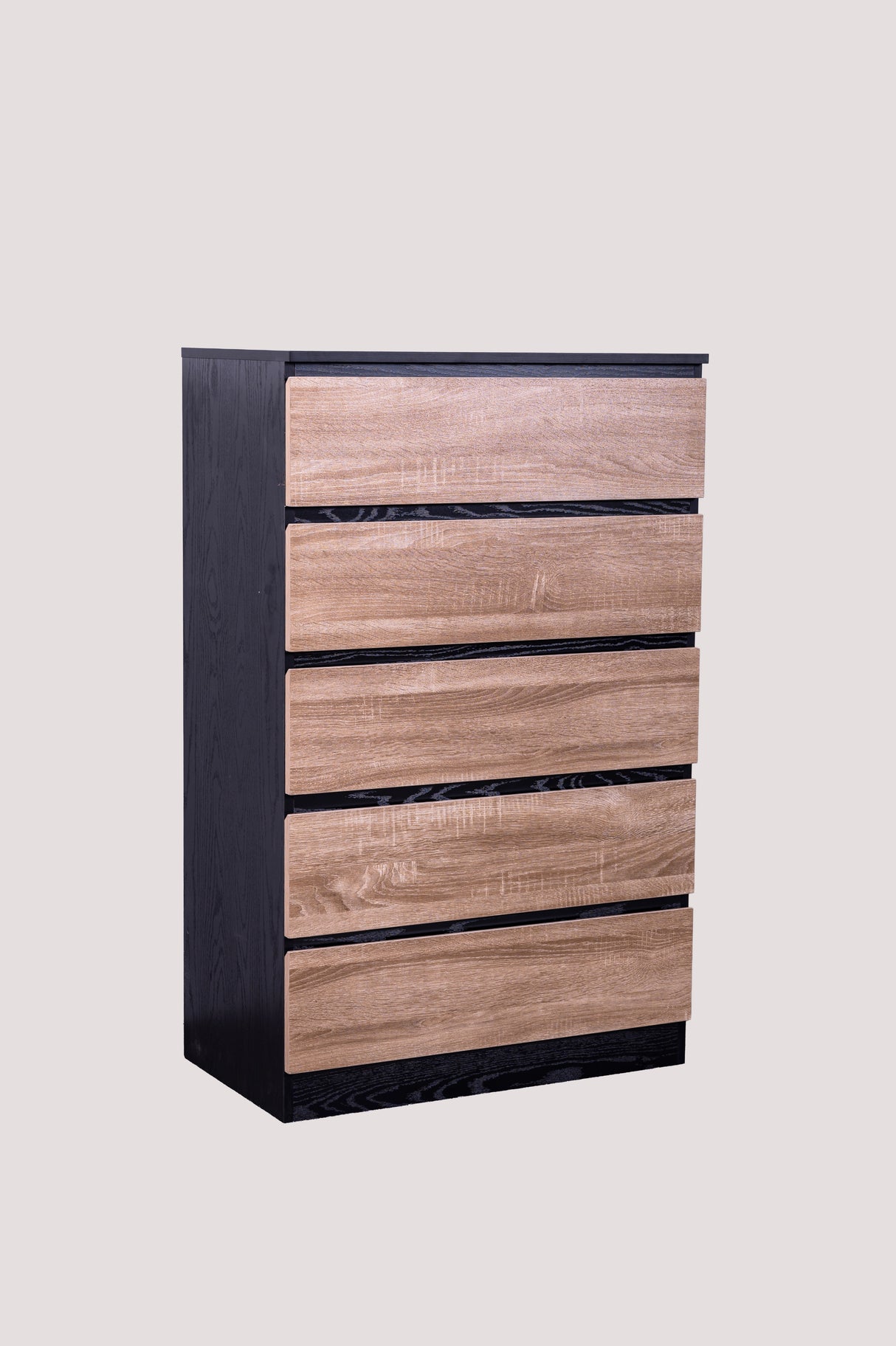Woodsy Chest of 5 Drawers Black + Oak