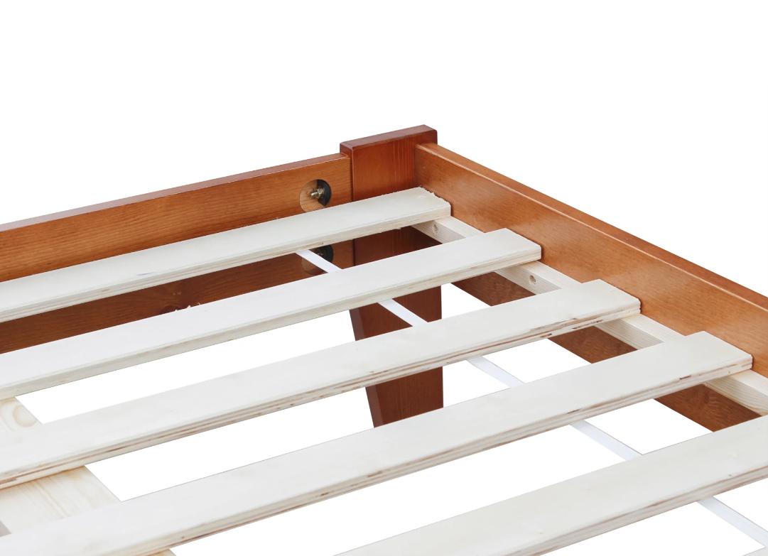 DISPLAY - Hartland Solid Wood Bed Base Queen Honey