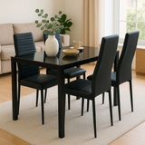 Classic 1.2m Temper Glass Dining Table + Buxton Chairs*4 Set