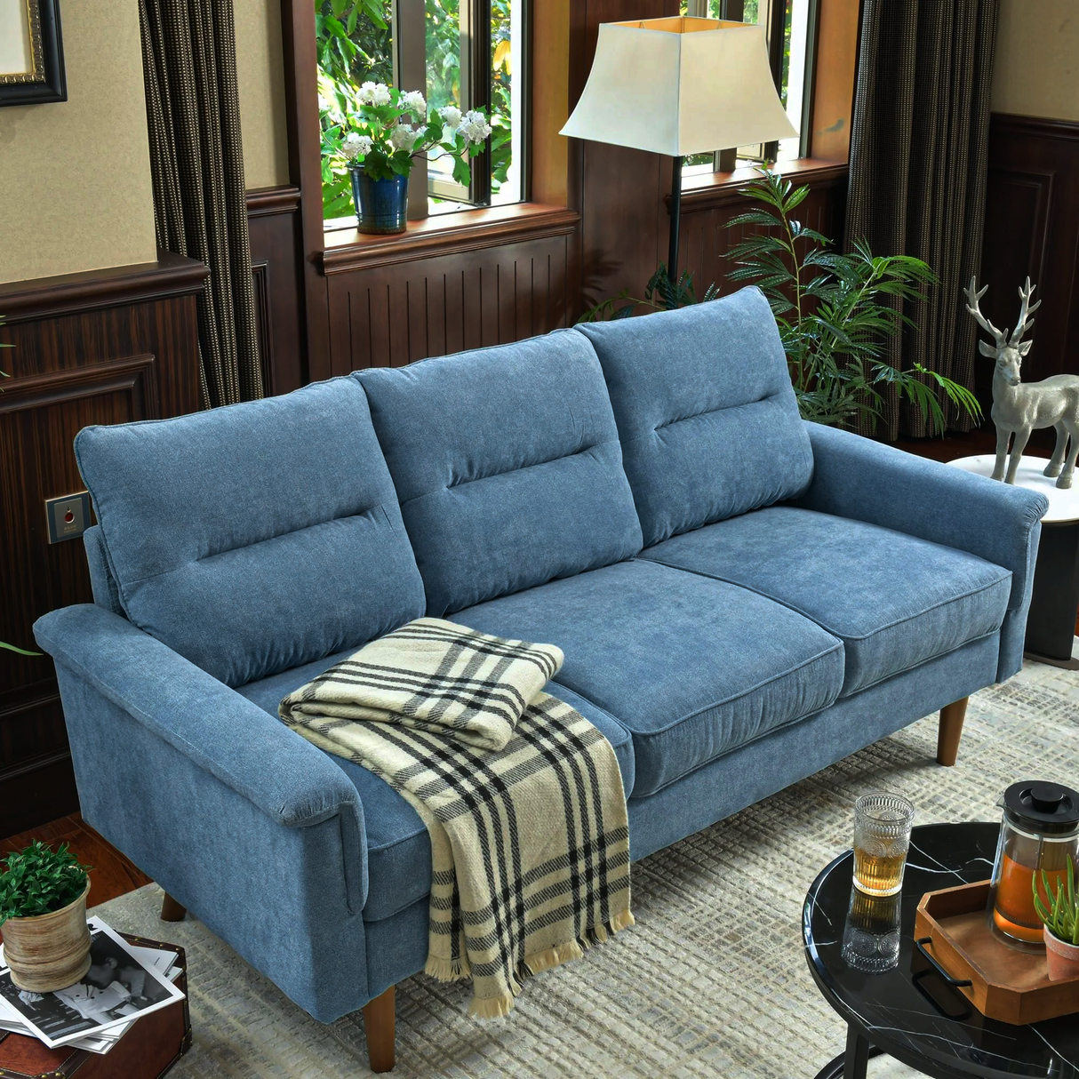 Solar 3 Seater Blue Sofa