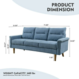 Solar 3 Seater Blue Sofa