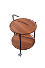 Two-Tier Wooden Mobile Cart