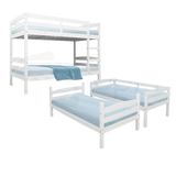 Torino White Solid Wood Bunk Bed Single